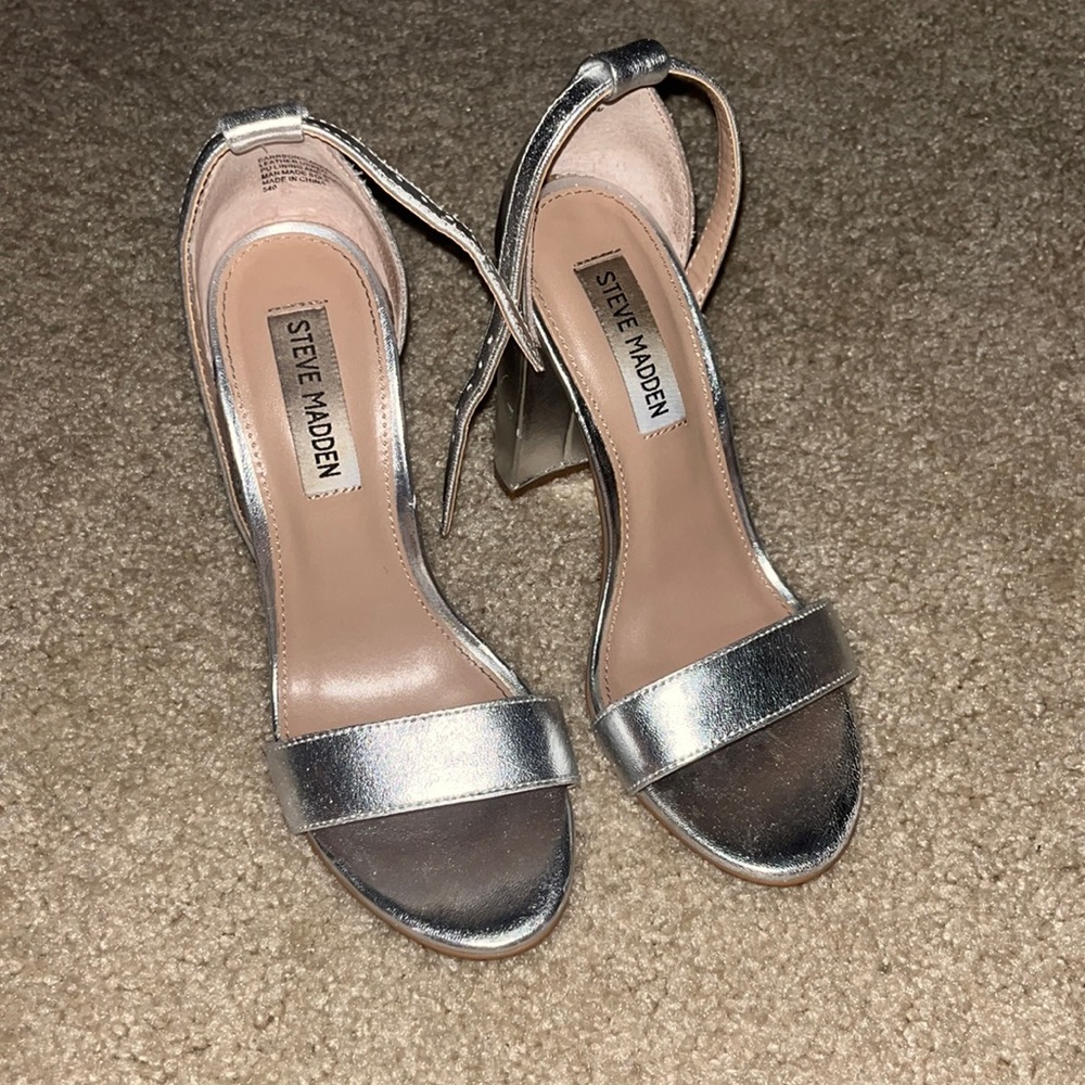 Steve Madden Carson Block Heels Silver - image 2